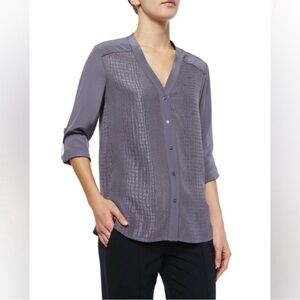 Vince Silk Crocodile Embossed Blouse